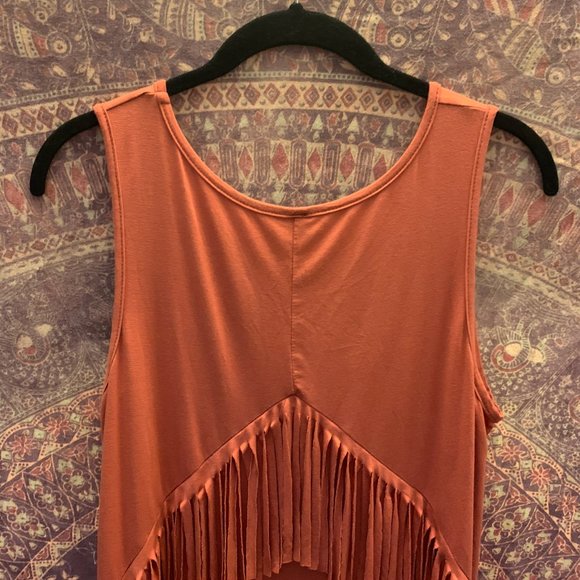 Orange Fringe Back Tank Top - Picture 7 of 7